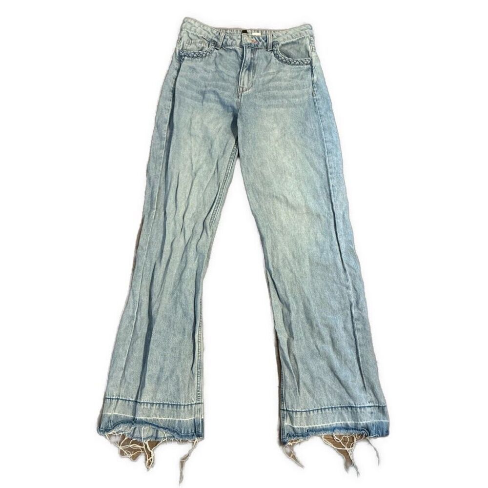 Divided H&M Blue High Rise Light Blue Stretch Straight Leg Jeans Denim 2 Xs